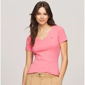 Pink Tommy Hilfiger V Neck Short Sleeve